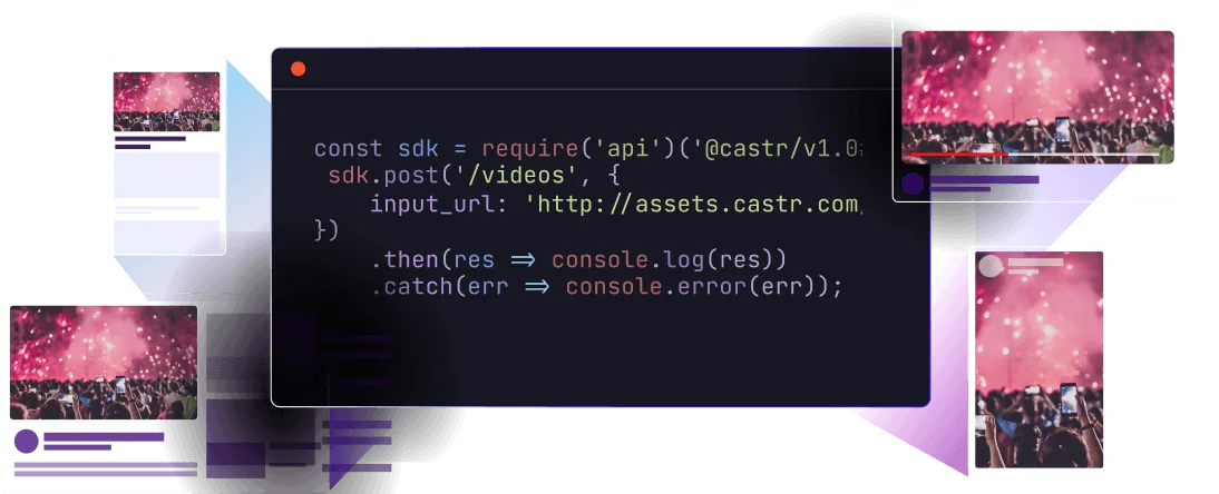 Castr live streaming API code
