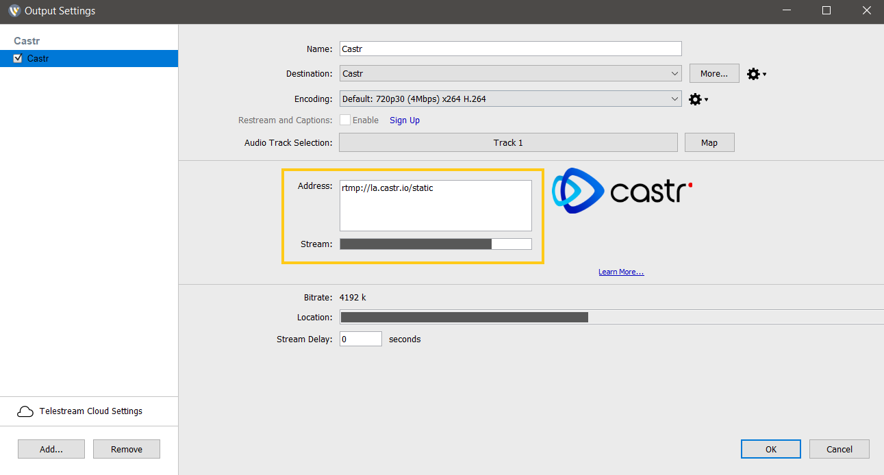 how to stream from wirecast to castr