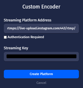 how to live stream from castr to instagram