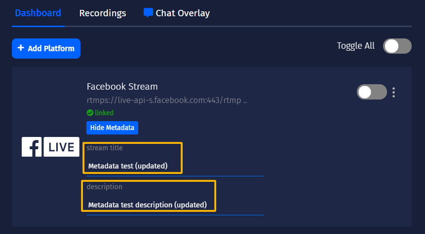How to Update Video Title and Description in Facebook Live Castr