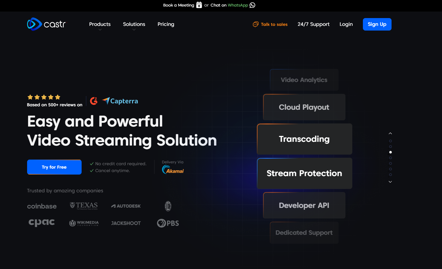 Castr Dashboard Interface