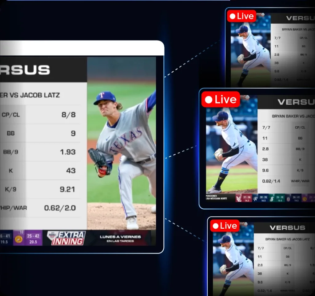 Multiple live baseball feeds routed to different destinations from Castr
