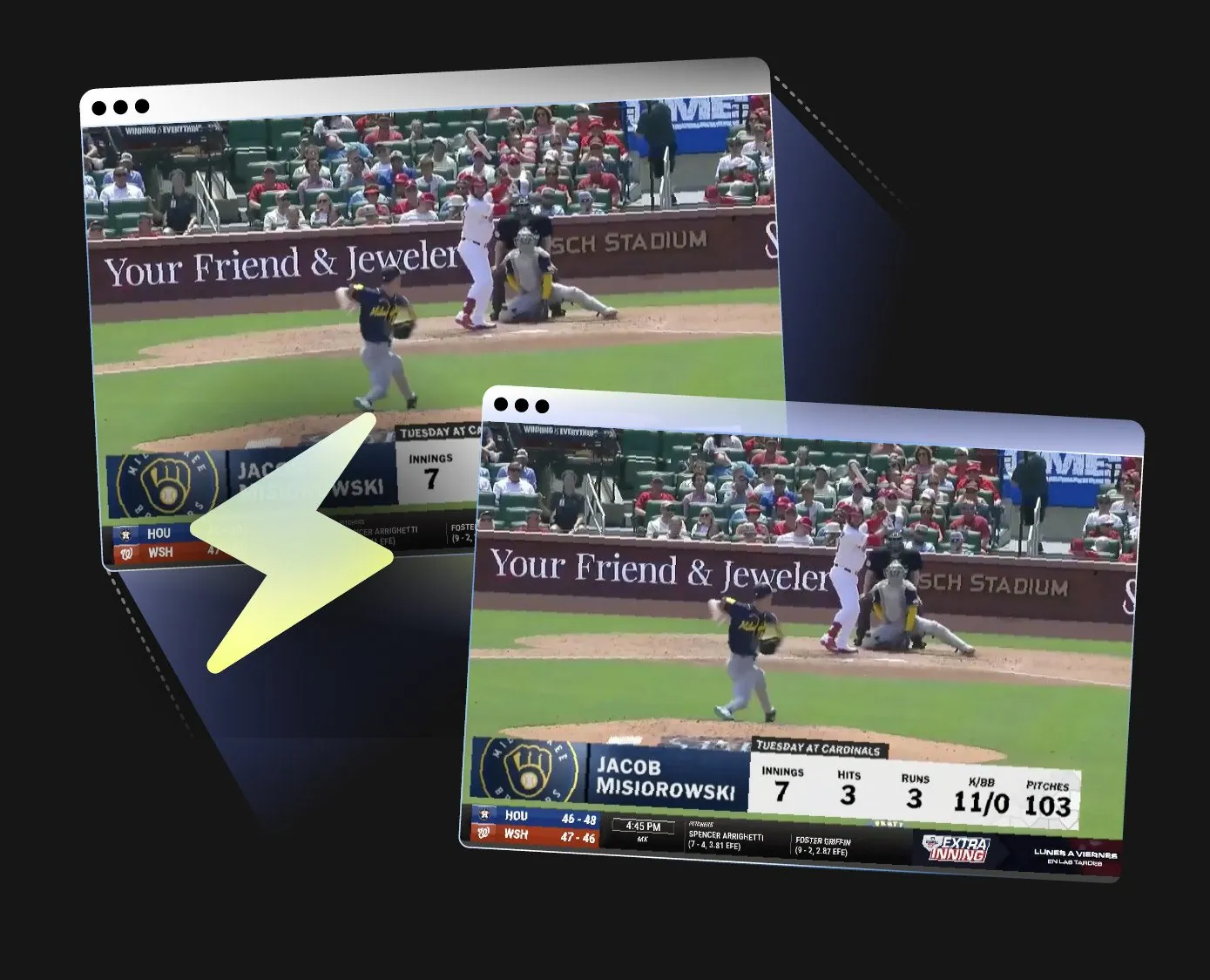 Sub-second live baseball streams used as a low-latency monitoring reference