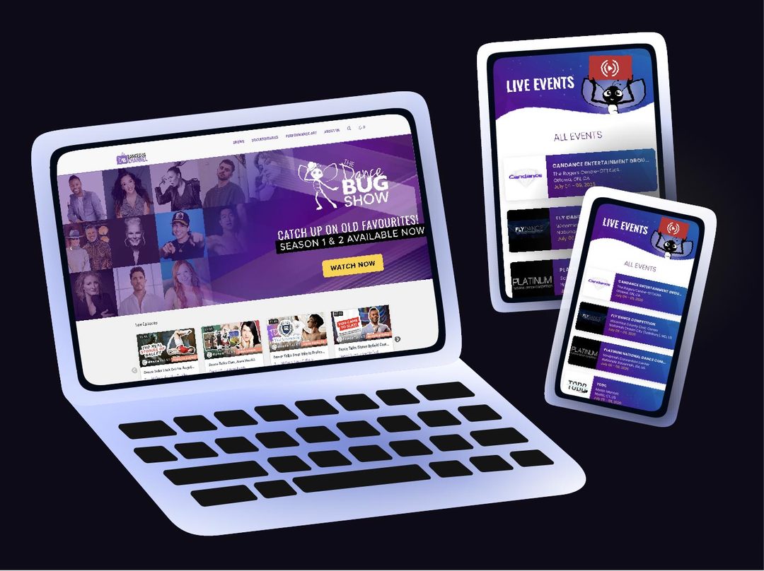 Livestream playback in the DanceBUG web and mobile app