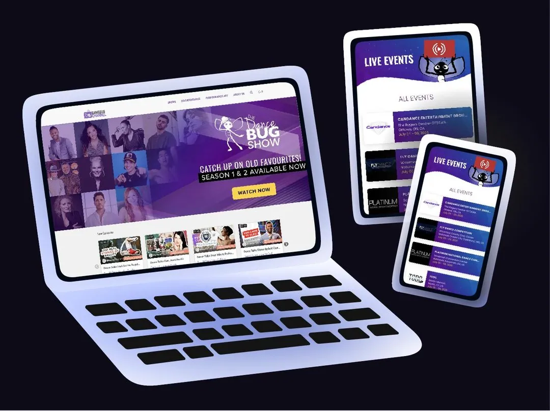 Livestream playback in the DanceBUG web and mobile app