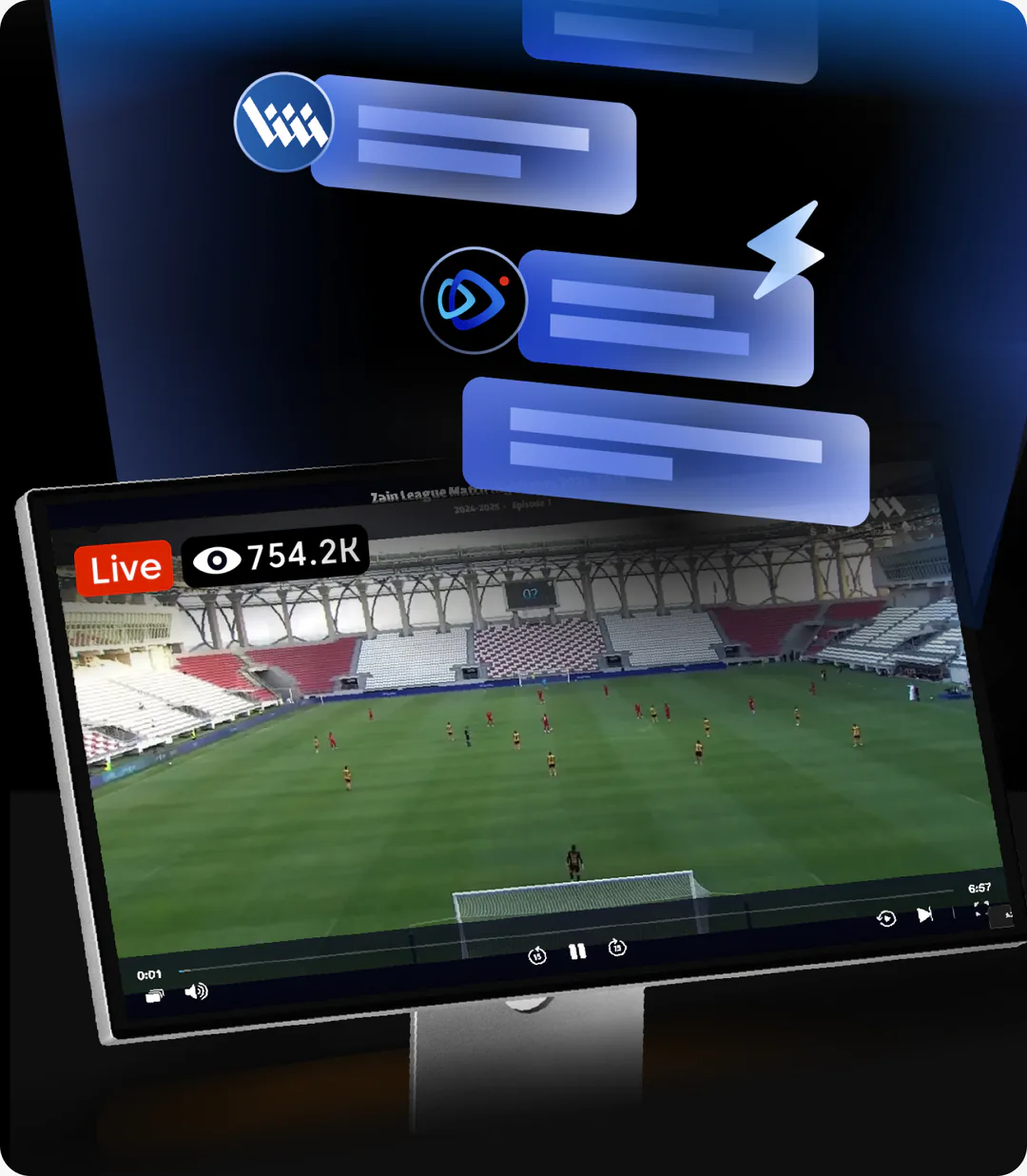 Castr support monitoring a Shasha football broadcast during a live match window