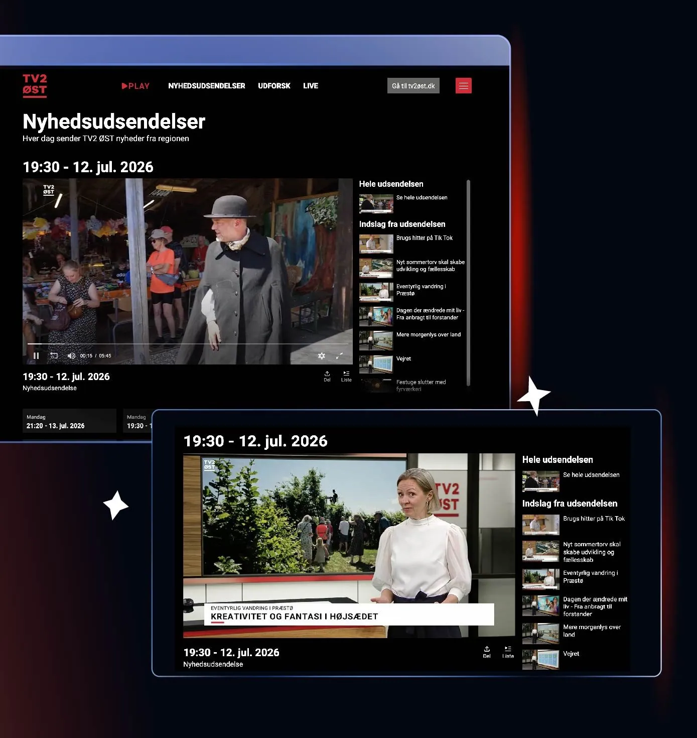 TV SYD Storkecam always-on live stream on a regional broadcaster website